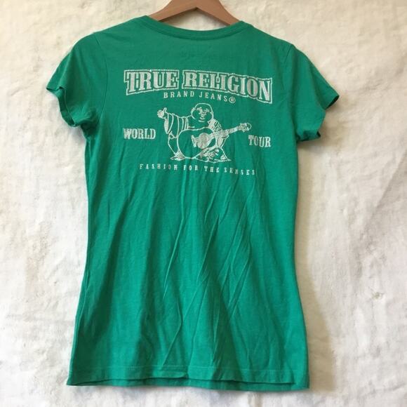 True Religion Green V-Neck T-Shirt - Picture 6 of 11